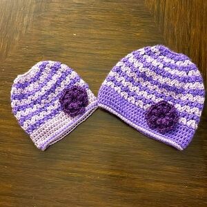 Mommy and Me Handmade Crocheted Messy Bun Hats